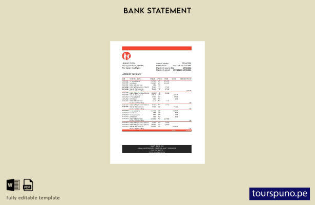 listo para imprimir plantilla de Excel de extracto bancario Kaspi de Kazajstán